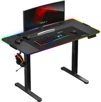 Biurko Gamingowe Elektryczne Komputerowe Rgb Stolik Gracza Regulacja Huzaro
