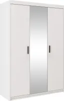 Masseno Drehtürenschrank ELENORA 133 cm Kleiderschrank Schlafzimmer Schrank 3-türig mit Spiegel Weiß