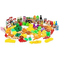 120 Teile Lebensmittel für Spielküche Kaufladen mit Box Obst Gemüse Speisen uvm 
