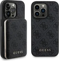 Guess Bundle Pack MagSafe 4G Metal Gold Logo - Etui Set + Power Bank 5000mAh MagSafe iPhone 15 Pro (schwarz)