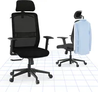 FLEXISPOT Ergonomischer Bürostuhl, Schreibtischstuhl mit Kleiderhaken, Kopfstütze und Lendenwirbelstütze, Lift Armlehne, höhenverstellbarer Sitz für Computerstuhl, Arbeitsstuhl  (schwarz)