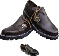 Trachtenschuhe Edelweiß Haferlschuhe Glattleder , Schuhgröße:44, Farbe:Dunkelbraun