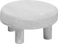 Holz Pflanzenhocker klein 20 cm - white washed - Massiver Blumenhocker mit 4 Füßen - Echtholz Deko Pflanzen Ständer Blumen Teller
