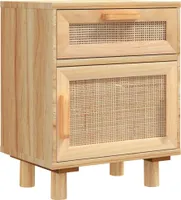 vidaXL Szafki nocne 2 szt. Brązowa lita sosna i naturalny rattan