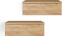 KOMTO Wandregal mit Schublade Buche - Nachttisch Hängend 2er Set Nachttisch Wandmontage Wandschublade Nachtschrank Hängend Monaco 42x30x14 cm Honig