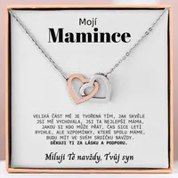 Lovilion Náhrdelník HEARTS s propletenými srdíčky a se vzkazem "Mojí mamince" - OLIVIA_HEARTS