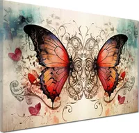 Wandbild Leinwandbild Kunstdruck XXL Wanddeko abstrakt Schmetterlinge: 90x60x2cm