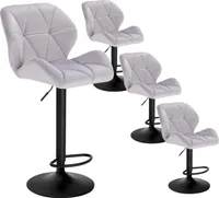 WOLTU 4er Set Barhocker, höhenverstellbar drehbar, Samt Stahl, Hellgrau