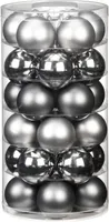 Weihnachtskugeln Glas 6cm Hazy Grey 30 Stück