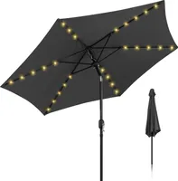 Jayseuw konzolový slnečník 270 cm so solárnou LED diódou, 30° sklopný, UV ochrana, kľučka - sivý - Záhradný slnečník Trhový slnečník Slnečník s kľučkou