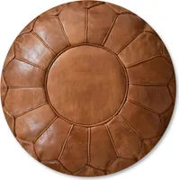 Marokkanischer XL Echtleder Pouf - Karamell Braun- Handgefertigt - gefüllt geliefert - Ottoman Sitzsack Fußhocker
