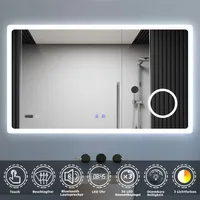 LED Badezimmer Spiegel mit Bluetooth Uhr 3-fache Vergrößerung Beschlagfrei 160x80cm Badspiegel mit Speicherfunktion Warm/Neutral/Kaltweiß Dimmbar CE