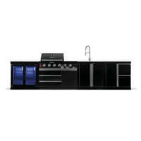 GORILLER® BLACKBACK L3 Outdoor-Küche, Gasgrill mit Doppel-Kühlschrank, Waschbecken, Extra-Arbeitsfläche und Stauraum, Edelstahl, Schwarz