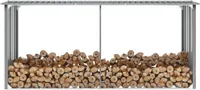 vidaXL Ocelový pozinkovaný sklad na palivové dřevo 330 x 92 x 153 cm šedý