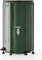 Skladací sud na dažďovú vodu Wiltec 250 l s vekom, sud na dažďovú vodu z PVC 620 g/m², nádrž na dažďovú vodu s kohútikom, nádrž na záhradnú vodu s prípojkou na hadicu
