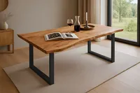 Esstisch Baumkante massiv Akazie natur 140 x 80 schwarz QUINN