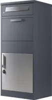 Zelsius Paketbriefkasten, RAL7016 Anthrazit mit Edelstahl Elementen, Briefkasten mit Diebstahlsperre