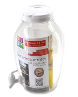INTIRILIFE Getränkespender 4 Liter aus Glas mit Zapfhahn und Gestell - 17 x  41.5 cm - Wasserspender Saftspender Limonadenspender Glasbehälter für