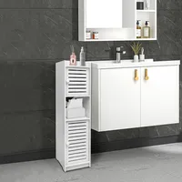 Badezimmerschrank Aufbewahrungsschrank mit 2 Türen mit offenem Fach 75x22x20cmWeiß