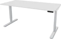 ASSMANN Elektrisch höhenverstellbarer Schreibtisch Y-Line Curved Weißaluminium, 180x80cm, Memoryfunktion, 2-fach-Motorik