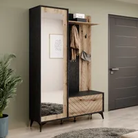 Garderobe Diele Flur -Set DIAMOND 09 schwarz / evoke eiche 134x197x39cm