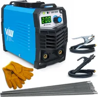 VECTOR WELDING Elektroden Schweißgerät ARC 200K 200A SET| Schweißhandschuhe | Stabelektroden