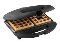 Bestron Brüsseler Waffeleisen im Retro Design, Waffelmaker für 2 belgische Waffeln, mit Antihaftbeschichtung & Backampel, 700 W, Farbe: Matt Schwarz