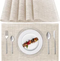 MODFU Platzsets(6er Set),Rutschfest Abwaschbar Tischsets,PVC Abgrifffeste Hitzebeständig Platzdeckchen,Schmutzabweisend und Waschbare,Platz-Matten für Küche Speisetisch Beige