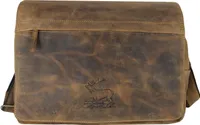 Greenburry Umhängetasche Leder Messenger Bag Ledertasche Hirschprägung Vintage 1766-STAG3-25