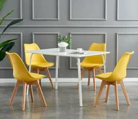 MCC Retro Esszimmerstühle EVA, gepolstert, Kunstleder, Design Stuhl, Küche, Lounge, 4er Set in Gelb