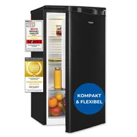 Exquisit Vollraumkühlschrank 75 Liter, Freistehend, Kühlschrank klein und kompakt, 45cm Breit, LED-Innenbeleuchtung, KS585-V-091E schwarz