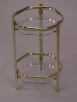 Metall Blumenständer, Messingfarben, mit 2 Glasplatten, Höhe 45 cm