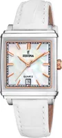 Festina Square Damen Uhr F20682/1 Edelstahl Leder Weiß