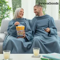 GKA Doppelte Ärmeldecke für Paare Verliebte mit Tasche petrol Doppeldecke Kuscheldecke für Zwei Decke kuschlig warm Decke mit Ärmeln