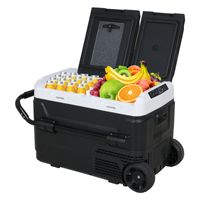 Puluomis Kompressor Kühlbox elektrisch 40L, Duale Temperatursteuerung, mit USB Anschluss, Schneidbrett, Auto Camping 12V 230V, Gefrierbox bis -20° C