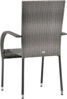 vidaXL Gartenstühle Stapelbar 2 Stk. Grau Poly Rattan