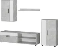 Vicco Wohnwand Berno, 4er Set, Beton/Weiß