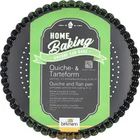 BIRKMANN Quiche- & Tarteform rund, Ø 25 x H 3 cm, mit Hebeboden, aus perforiertem Kohlenstoffstahl, Mit