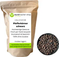 Pfeffer schwarz ganz - schwarze Pfefferkörner 1 kg - Spitzenqualität | wurstmacher-shop