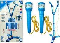 Mikrofone Karaoke Set für Kinder Blau Batterie Ständer