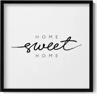 Dekoratives Schild für Ihr Zuhause „Home, sweet home“– Wandbild mit Rahmen – Gerahmtes Bild  – Wanddekoration – 50x50 cm –  Schwarz Rahmen