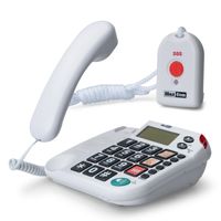 MaxCom KXT481SOS: Seniorentelefon mit Funk-Notruf-Sender, schnurgebundenes Festnetztelefon mit Notrufknopf, großen Tasten und Adapterstecker; extra laut, hörgerätekompatibel