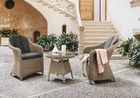 Destiny Balkonset MALAGA 2 Sessel + Tisch Ø60x55cm, natur meliert