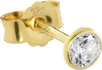 Einzel 3,4mm Ohrstecker 925 Sterling Silber Gelbgold Vergoldet Zirkonia Ohrringe