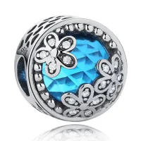 PANDACHARMS Mondblumen Blau Charm, 925er Sterling Silber, passt zu Pandora