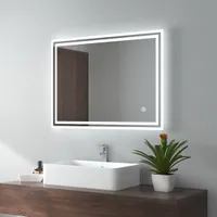 EMKE LED lustro łazienkowe 80x60cm lustro łazienkowe z oświetleniem biały zimny podświetlane lustro łazienkowe lustro ścienne z włącznikiem dotykowym IP44 energooszczędne