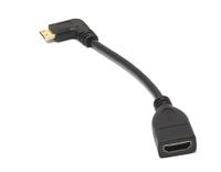 HDMI 1.4 Kabel 17 cm Mini Stecker zu Standard Buchse Winkel Adapter in Schwarz