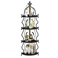 Elegantes Eckregal 103 cm, Blumenständer für Ecke, Pflanzenregal aus Metall, Blumenregal Indoor - SHELVIA Schwarz