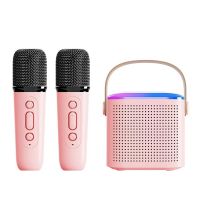 Karaoke Mikrofon Bluetooth für Kinder erwachsene, mit BT Lautsprecher, RGB-Beleuchtung, TF-Karte, Aux-Überwachung, Kompatibel mit PC Smartphone Tablets Fernseher usw. - 1 Paar Rosa
