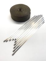 15m Hitzeschutzband Breite 30mm + 10 Metall Kabelbinder für z.B. Krümmer, Auspuff, Fächerkrümmer etc